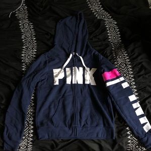 Blue PINK zip hoodie